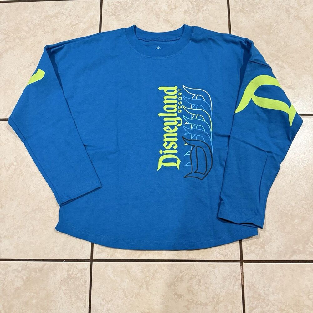Disney Spirit Jersey Bright Blue Teal Neon Green Disneyland New NWT Size XL KIDS